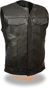 Men's Lambskin Sleeveless Lightweight Black Leather Vest